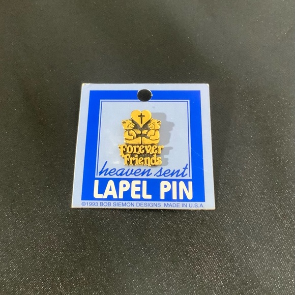 Forever Friends Heaven Sent Gold Tone Lapel Tac Pin 1993 Bob Siemon Designs - Picture 7 of 11